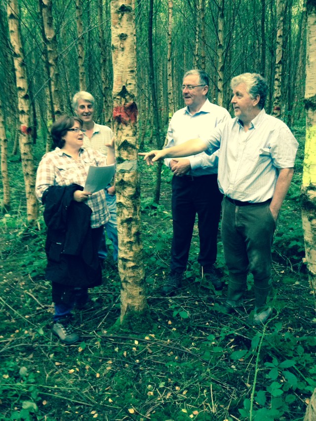  Dr. Ellen O Connor, Myles Sterling (woodland owner), Mr. Tom Hayes TD (Minister of State DAFM), John Madden Forest Service - July 2014